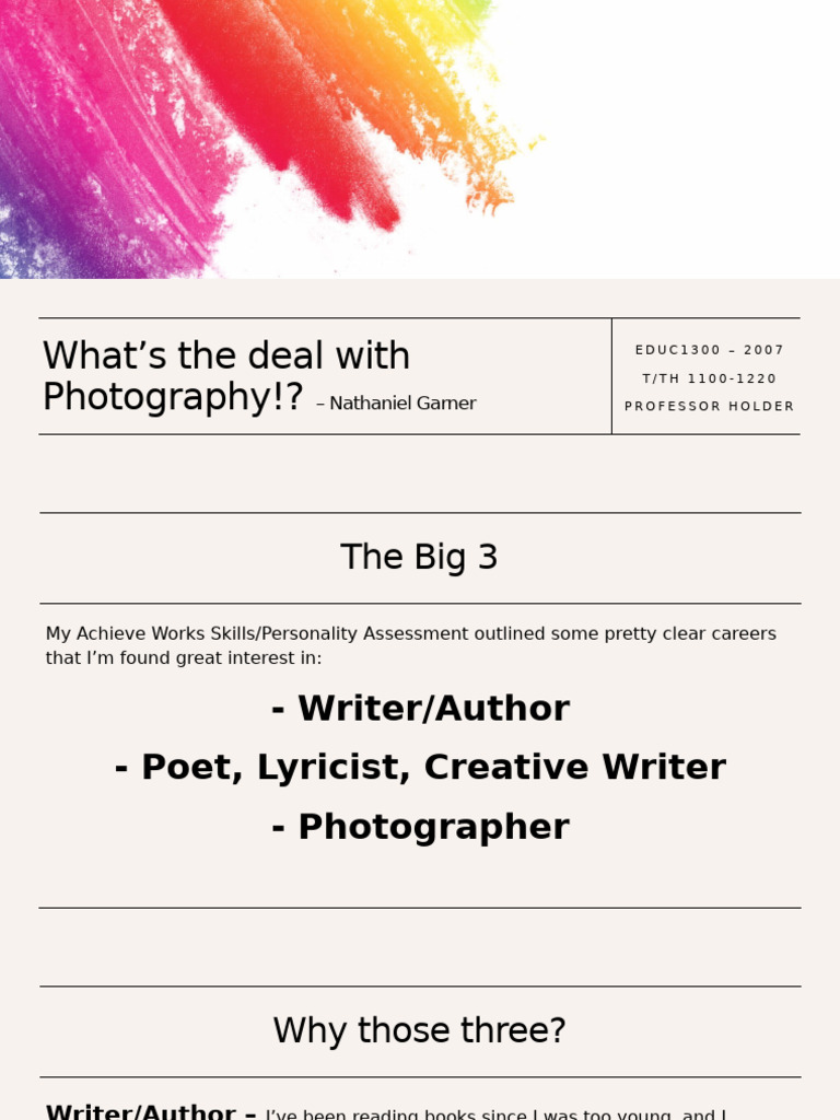Exploring a Career in Photography | PDF | Photographer