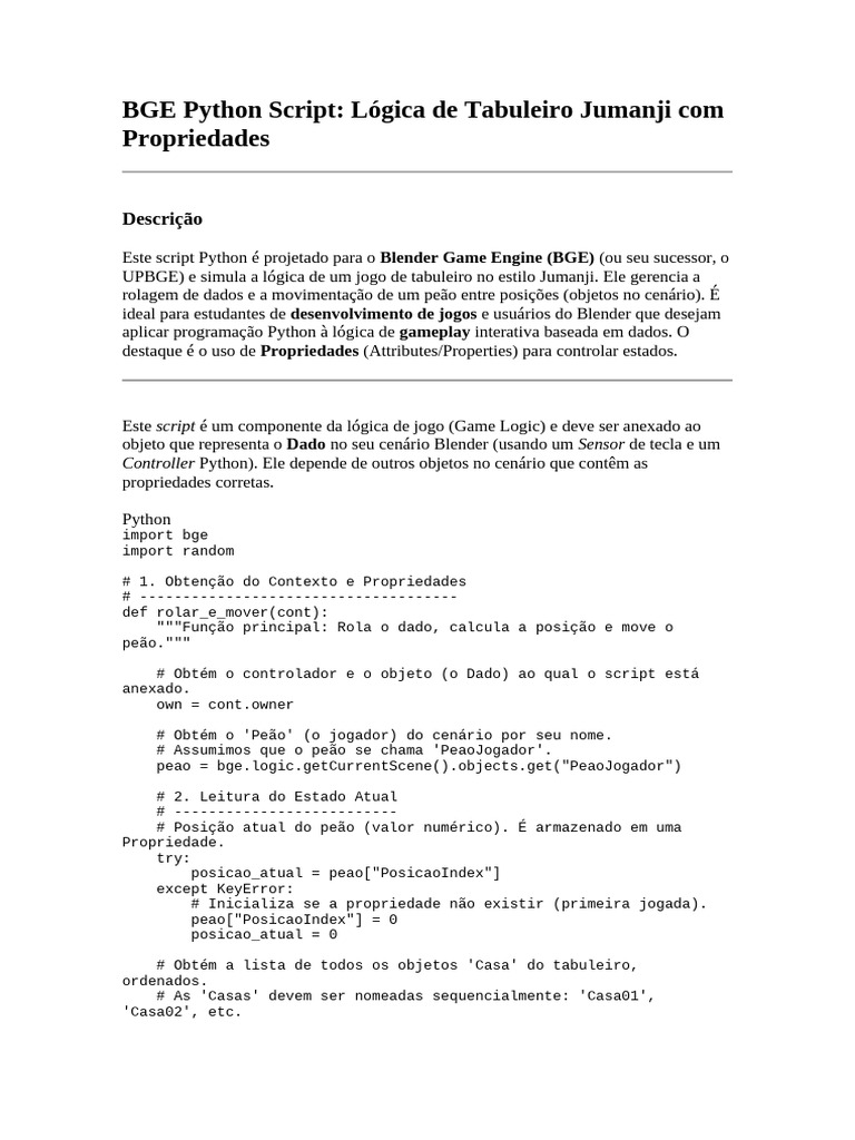 Script Python para Jumanji no BGE | PDF | Python (linguagem de ...