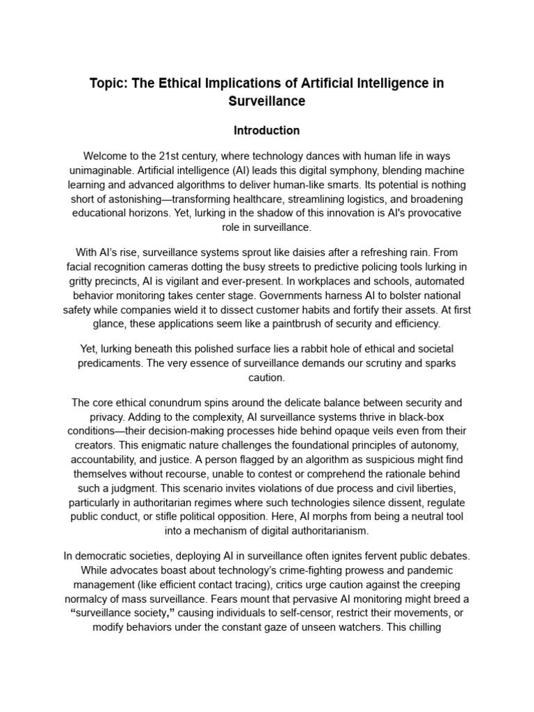 Ethical Concerns of AI in Surveillance | PDF | Artificial Intelligence ...