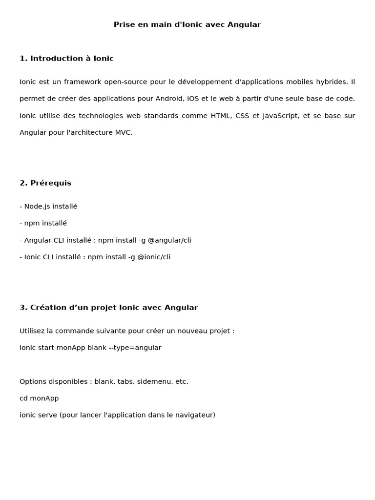 Guide d'Ionic avec Angular en 12 étapes | PDF | Android (Système d ...