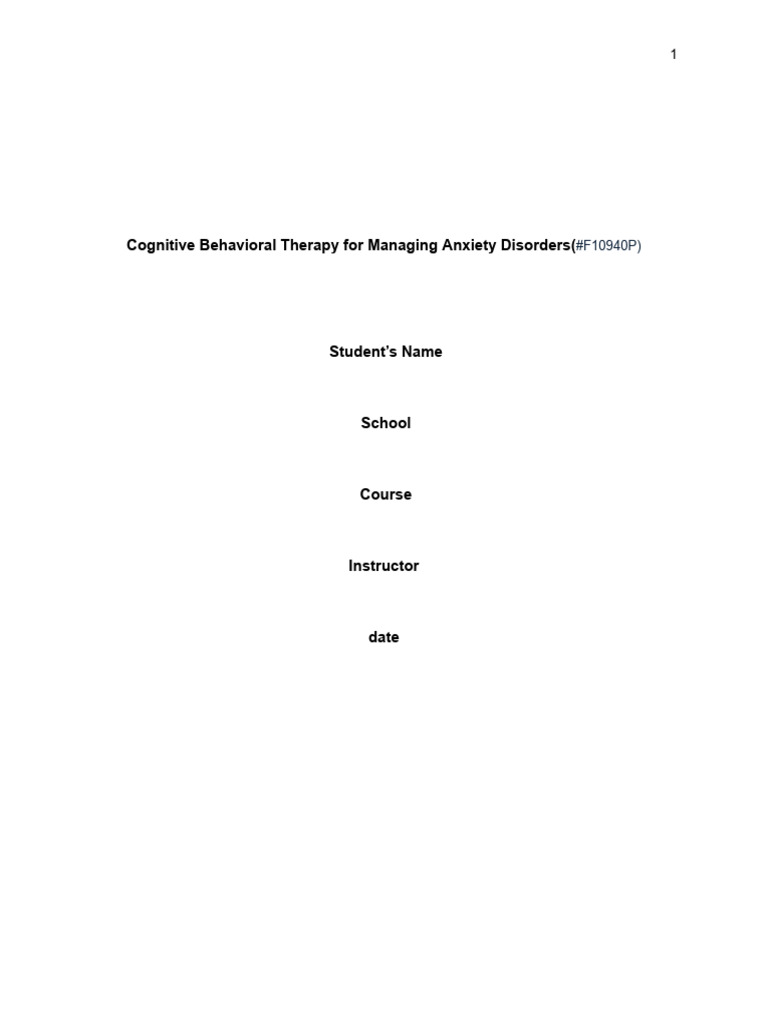 CBT Techniques for Anxiety Disorders | PDF | Cognitive Behavioral ...