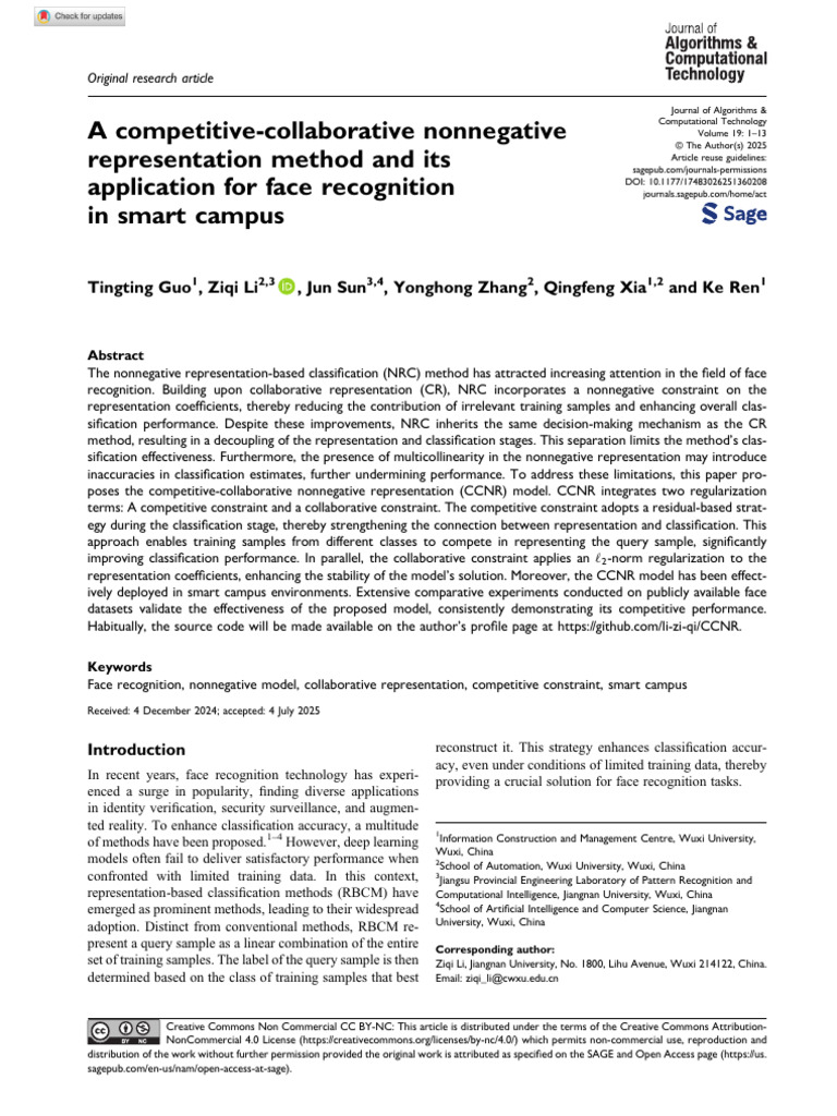 Competitive-Collaborative Face Recognition Model | PDF | Mathematical ...