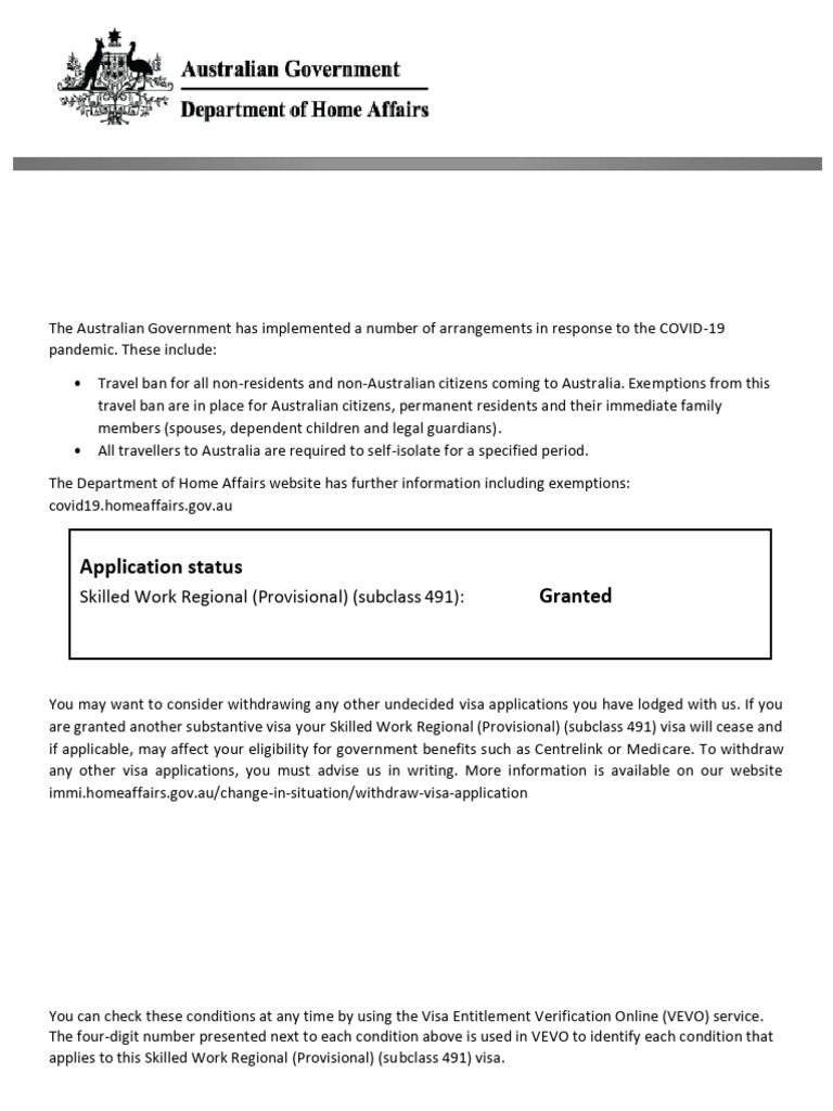 Visa 491 Approval | PDF | Travel Visa | Passport