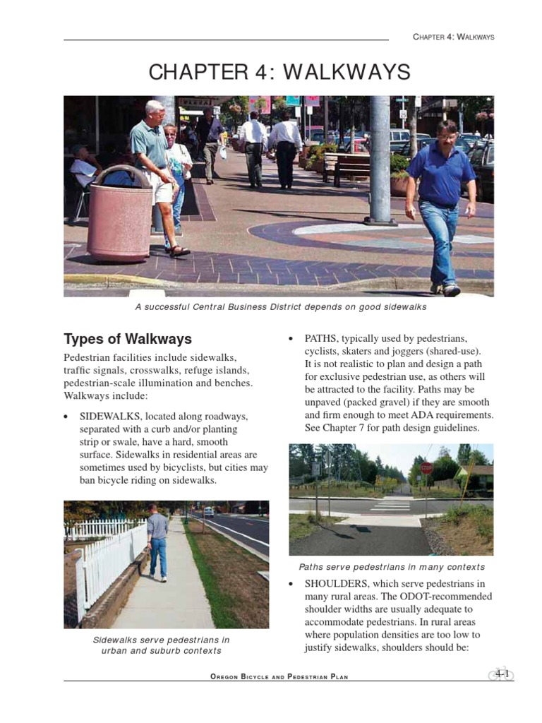 Chapter 4: Walkways | PDF | Sidewalk | Pedestrian Crossing