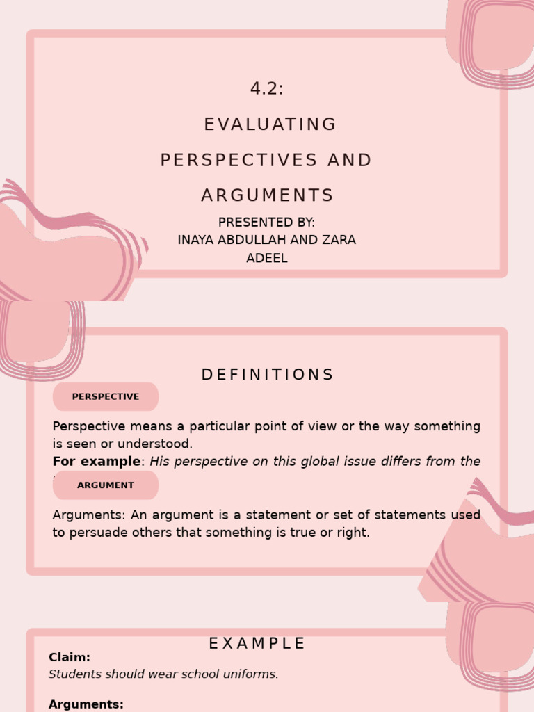 Evaluating Perspectives and Arguments | PDF | Argument | Fallacy