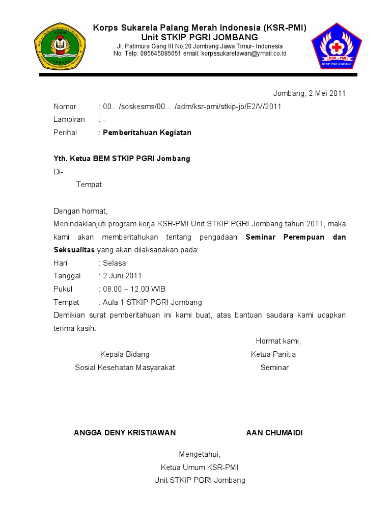 Korps Sukarela Palang Merah Indonesia Ksr Pmi Unit Stkip Pgri Jombang