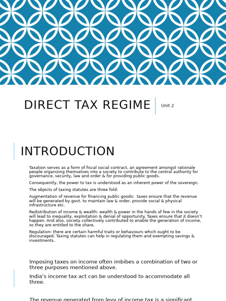 Overview of India's Direct Tax Regime | PDF | Cost Of Living | Taxes