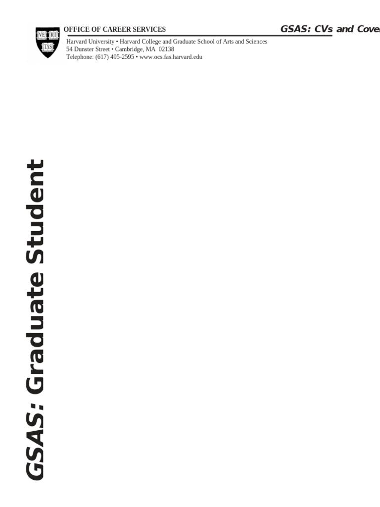 Harvard GSAS CV and Cover Letter Guide | PDF