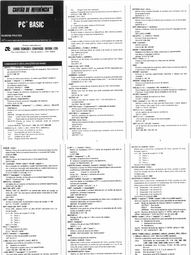 Comandos Básicos de Programação BASIC | PDF | Informática | Tecnologia ...
