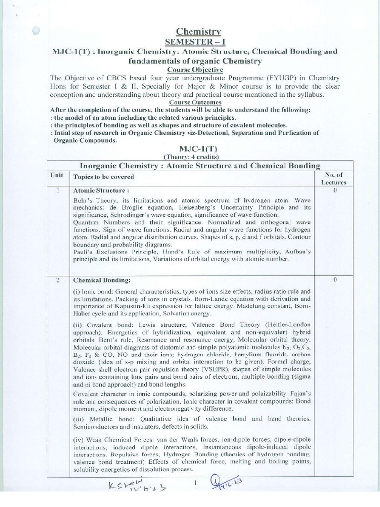 BSC Chemistry Syllabus | PDF