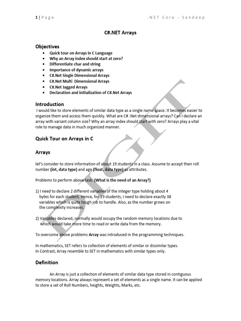 010 - C#NET - Arrays | PDF | Data Type | Integer (Computer Science)
