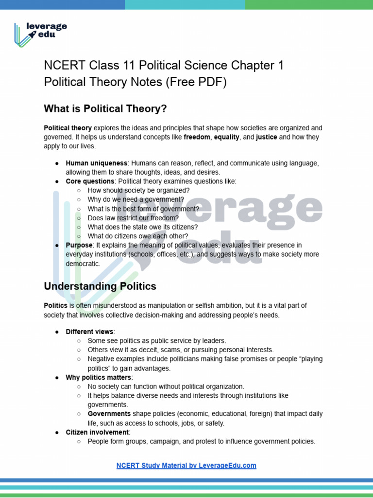 NCERT Study Marerial of Political Science Chapter 1 PDF-1 | PDF | Equal ...