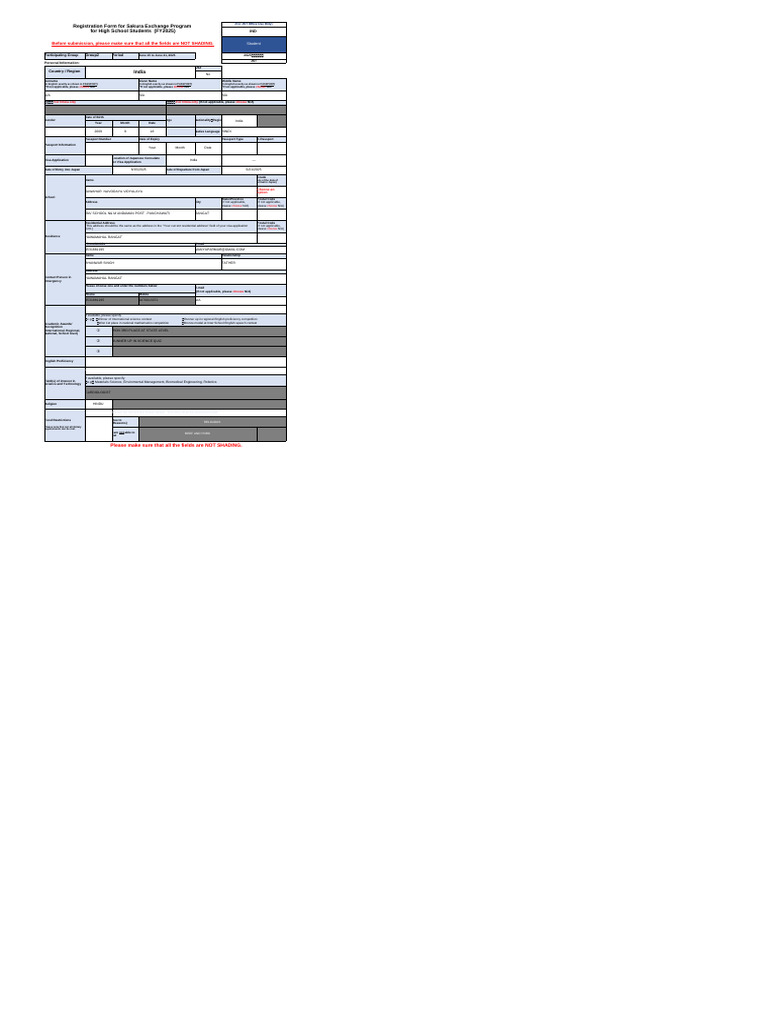 3.1 - Student - 2025 SSHP Registration Form - G2 India MOE | PDF ...