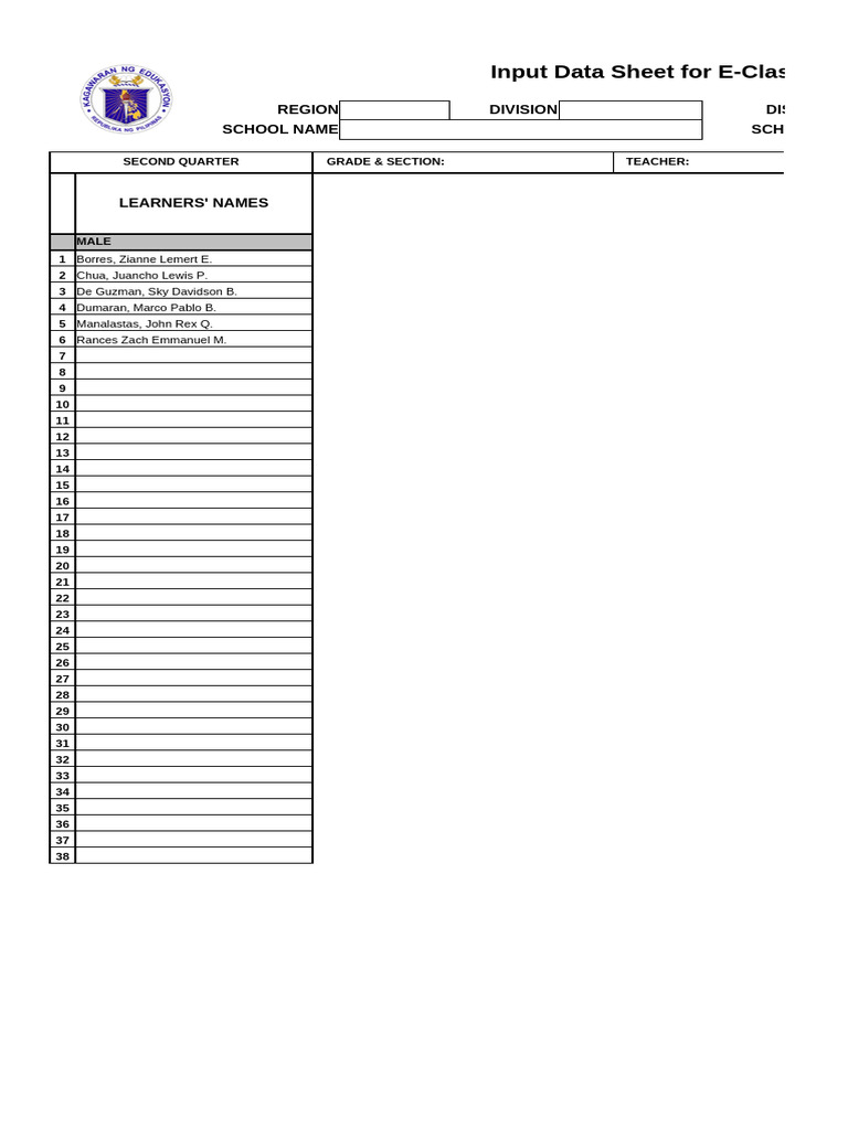 E-Class Record Input Data Sheet | PDF