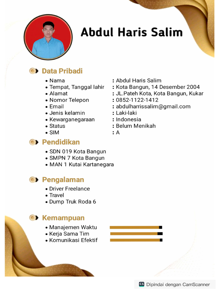 CV Abdul Haris Salim | PDF