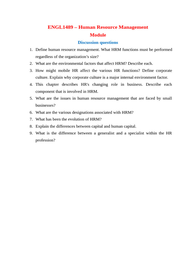 Human Resource Management Overview | PDF