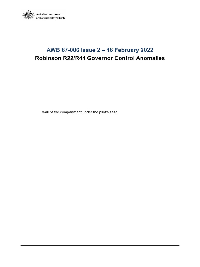 R22/R44 Governor Control Anomalies Alert | PDF | Helicopter | Aviation