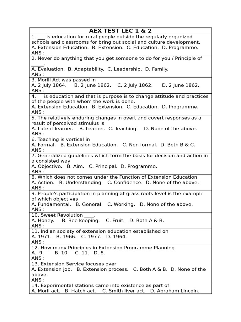 AEX 102 TEST-6 | PDF | Communication | Leadership