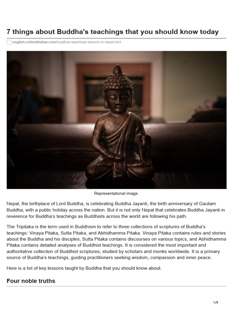 Key Lessons from Buddha's Teachings | PDF | Noble Eightfold Path | Four ...
