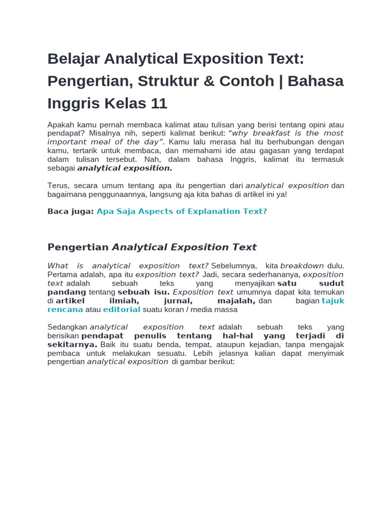 Panduan Lengkap Teks Exposition Analitis | PDF
