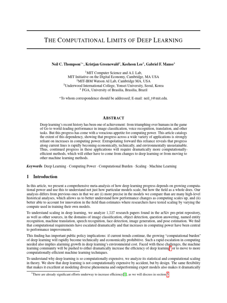 Deep Learning's Computational Limits | PDF | Deep Learning | Regression ...