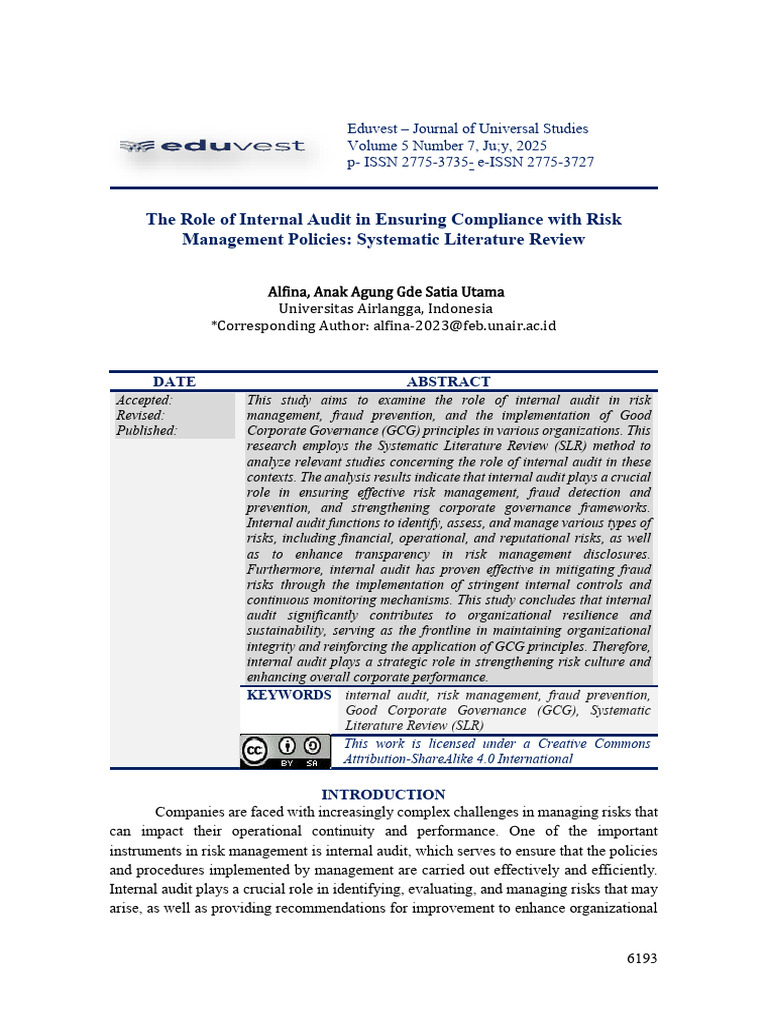 51092-Article Text-26428-1-10-20250708 | PDF | Internal Audit | Audit