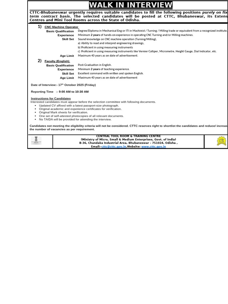 Walk in Interview First Page 14.10.2025 | PDF