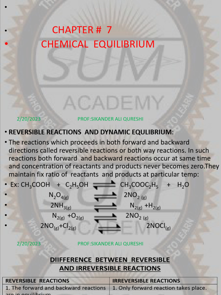 Understanding Chemical Equilibrium Concepts | PDF | Chemical ...