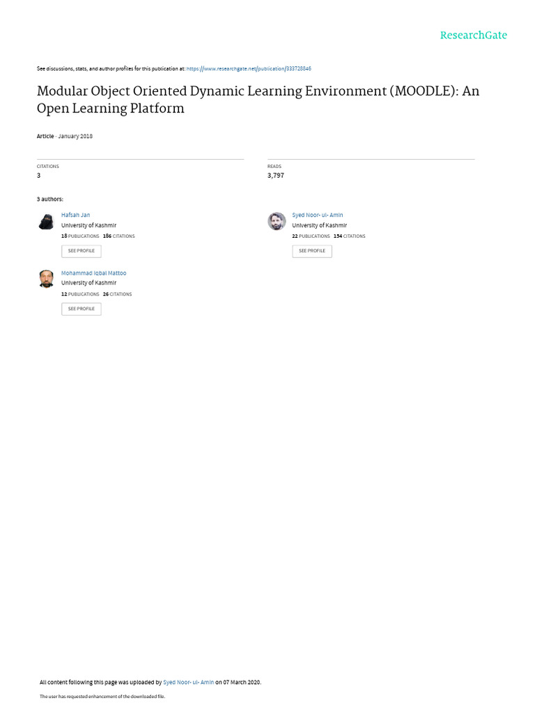 MOODLE: Open Learning Platform Overview | PDF
