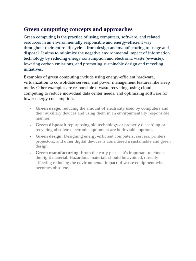 Green Computing: Strategies for Sustainability | PDF | Efficient Energy ...