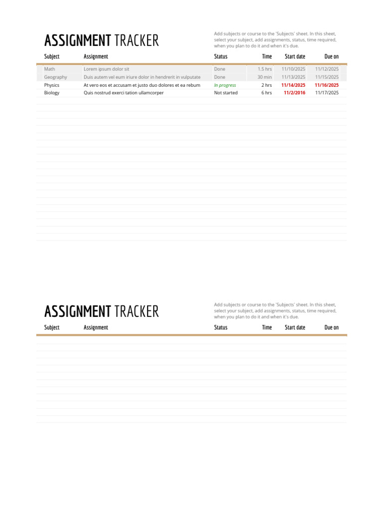 Assignment Tracker - Assignments | PDF