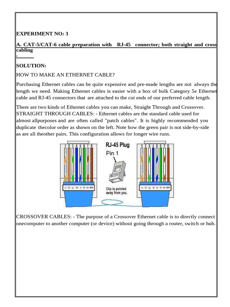 Ethernet Cable Making & IP Configuration Guide | PDF | Ip Address ...