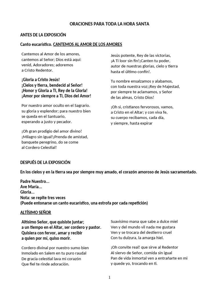 Oraciones para la Hora Santa Católica | PDF | eucaristía | Amor