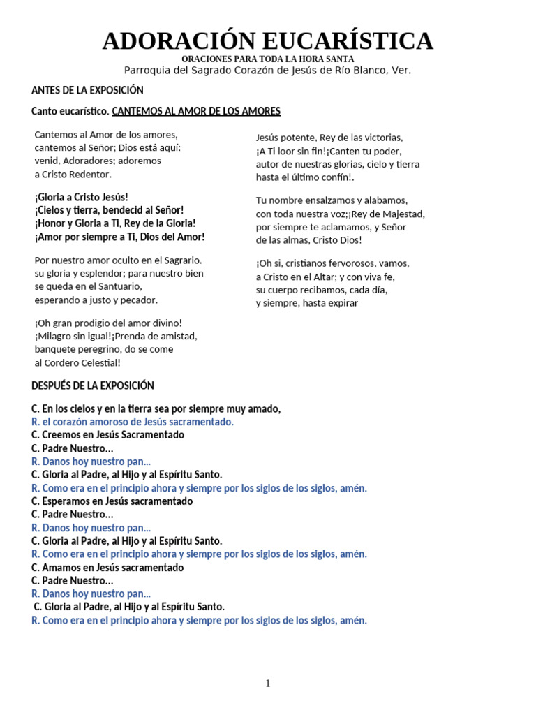 Hora Santa para Jóvenes en Adoración | PDF | eucaristía | María, madre ...
