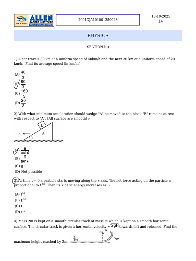 Physics and Chemistry Problem Set | PDF | Chemical Bond | Gases