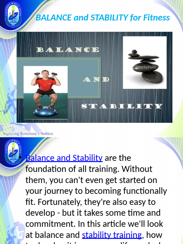 BALANCE and STABILITY for Fitness Midterm | PDF | Balance (Ability ...