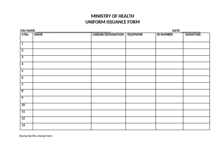 Uniform Record Sheet Template | PDF