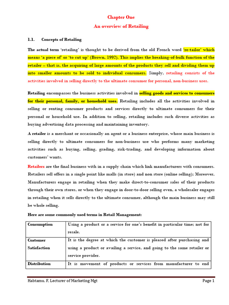 Overview of Retailing Concepts and Functions | PDF | Retail | Sales