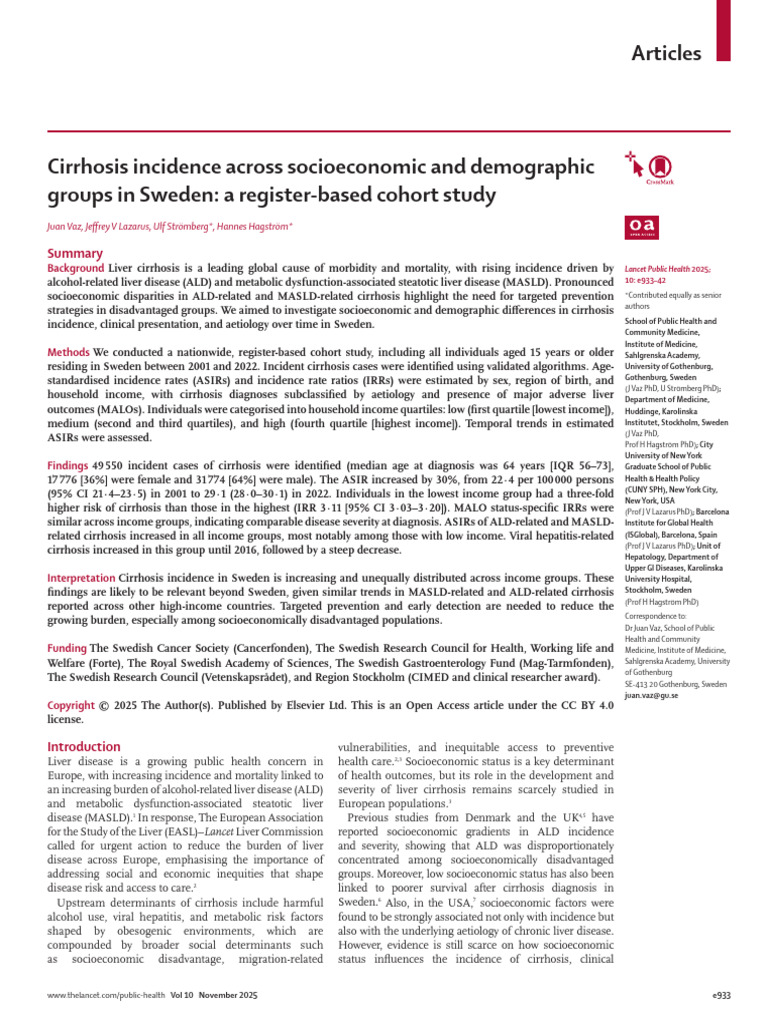 Cirrhosis Incidence Across Socioeconomic and Demog | PDF | Cirrhosis ...