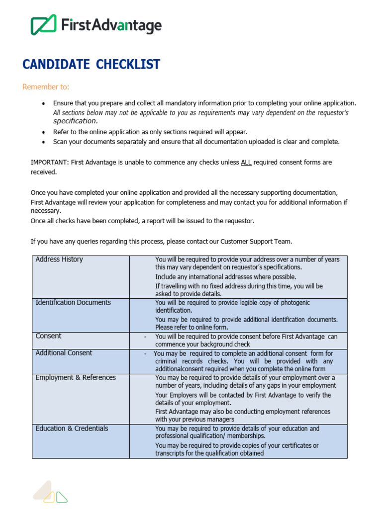 Candidate Checklist | PDF
