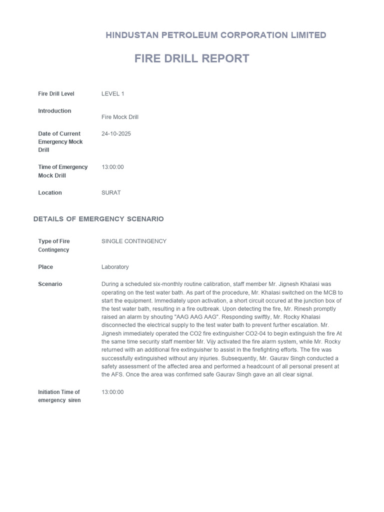 Fire Drill | PDF | Safety | Fires