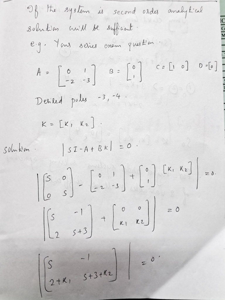 Second Order Controller and Observer Design | PDF