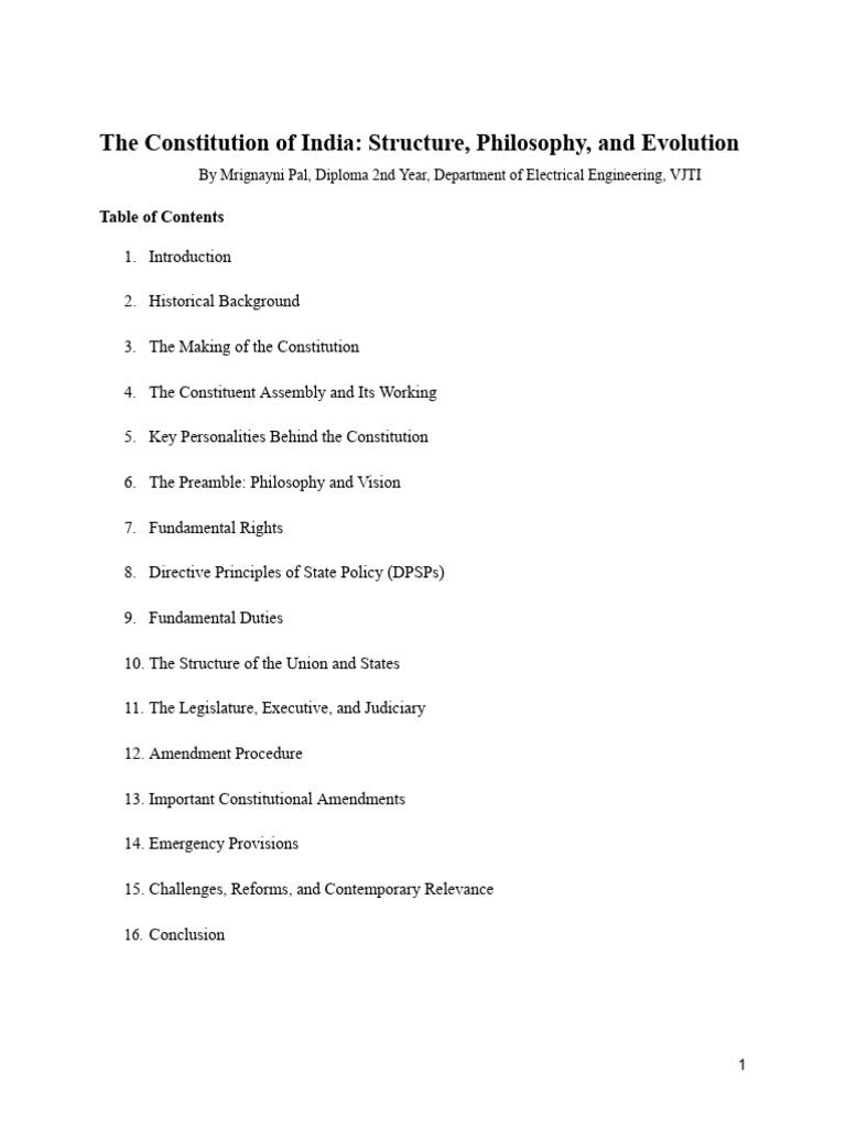 India’s Constitution: Structure & Evolution | PDF | Political Charters ...