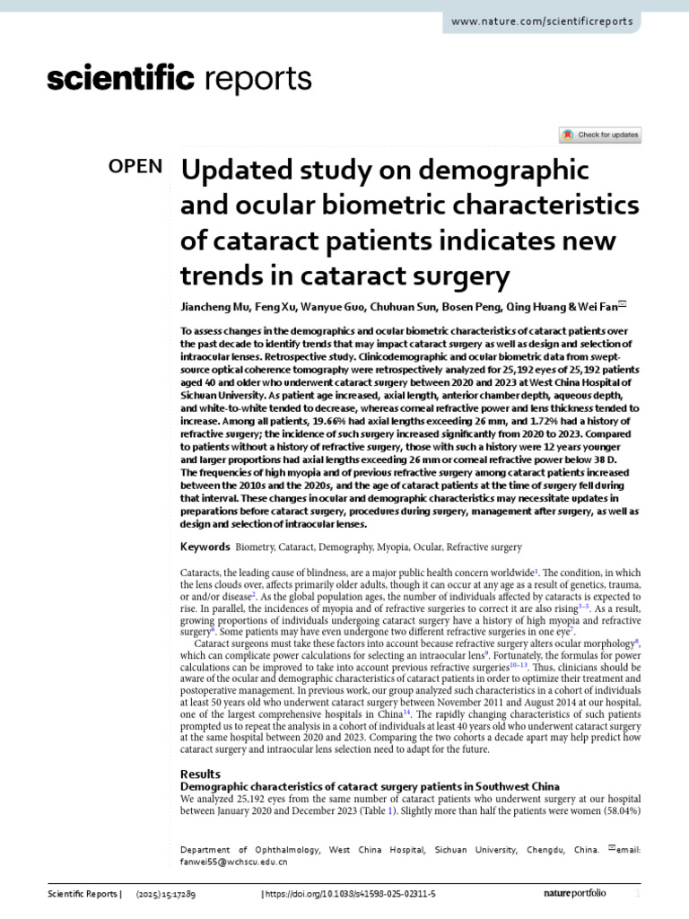 CN-Huaxi-Updated Study On Demographic and Ocular Biometric ...
