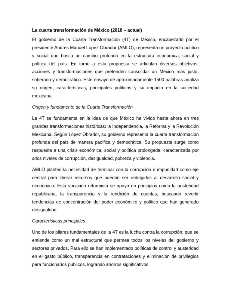 Cuarta Transformación en México: Análisis 4T | PDF | México | Economias