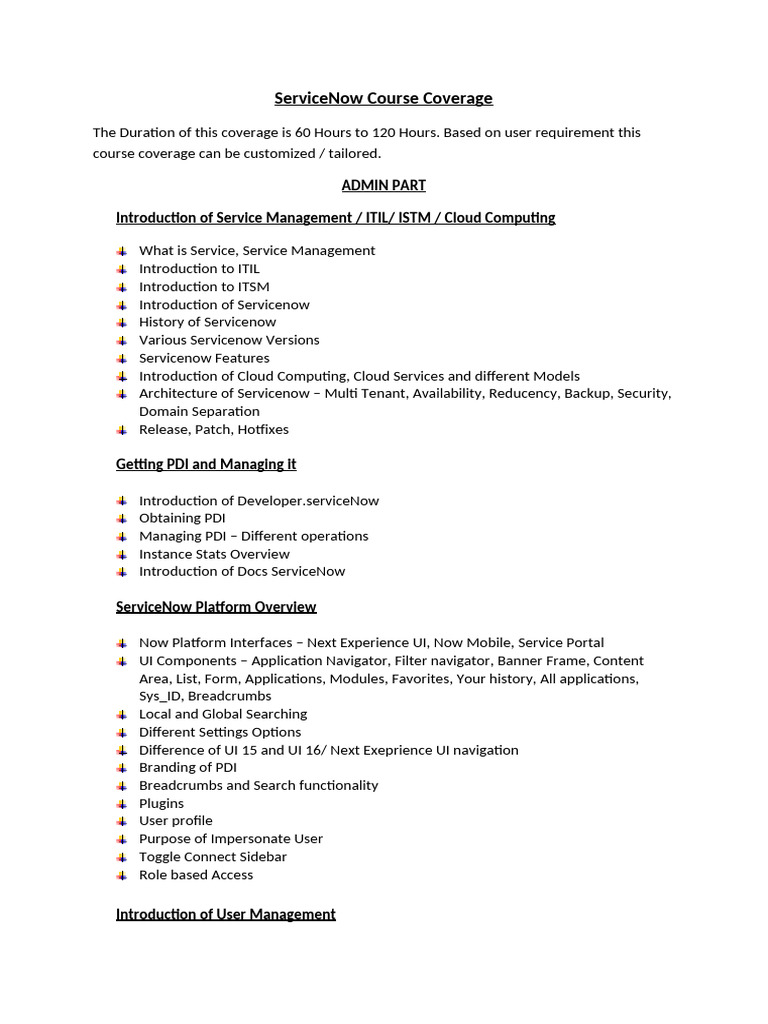 Comprehensive ServiceNow Course Overview | PDF | Client–Server Model ...