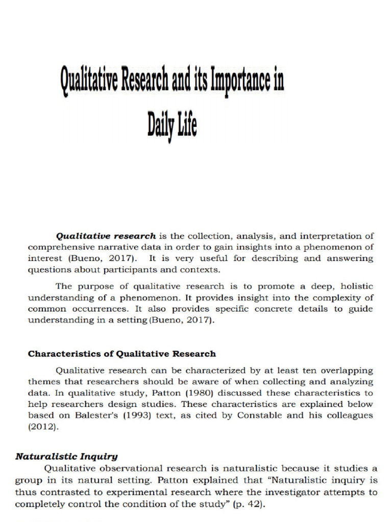 Qualitative Research and Its Importance | PDF