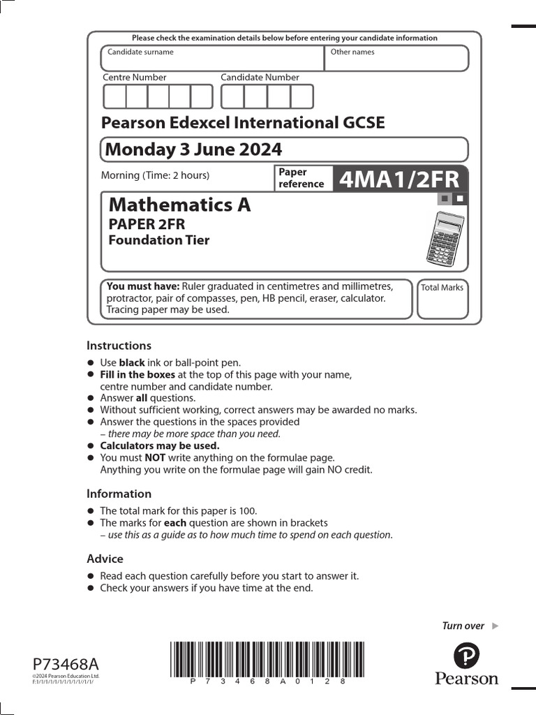 Maths Gcse Foundation Question Paper | PDF | Area