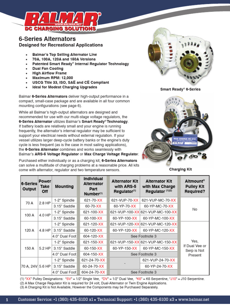 Balmar 6-Series Alternators Overview | PDF | Electricity | Manufactured ...