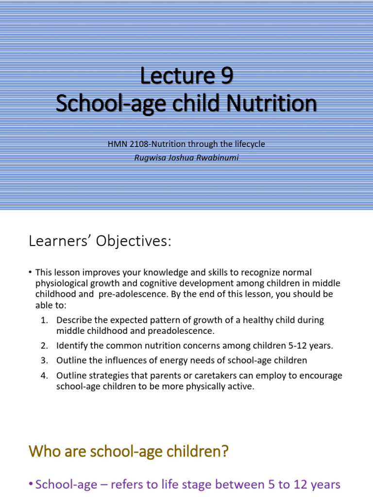 School-Age Child Nutrition Guide | PDF | Vitamin | Vitamin D